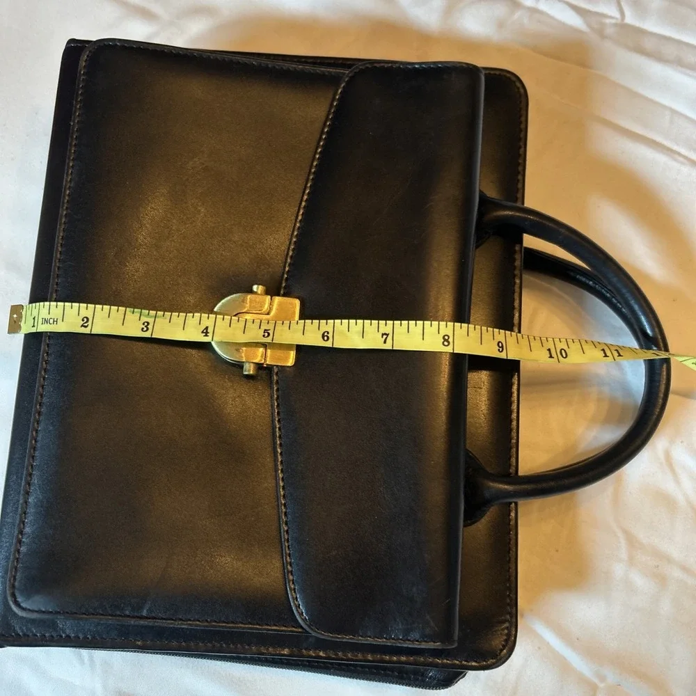 Vintage Franklin Quest Full-Grain Leather Planner Binder Black Zip Clasp‎ Handle